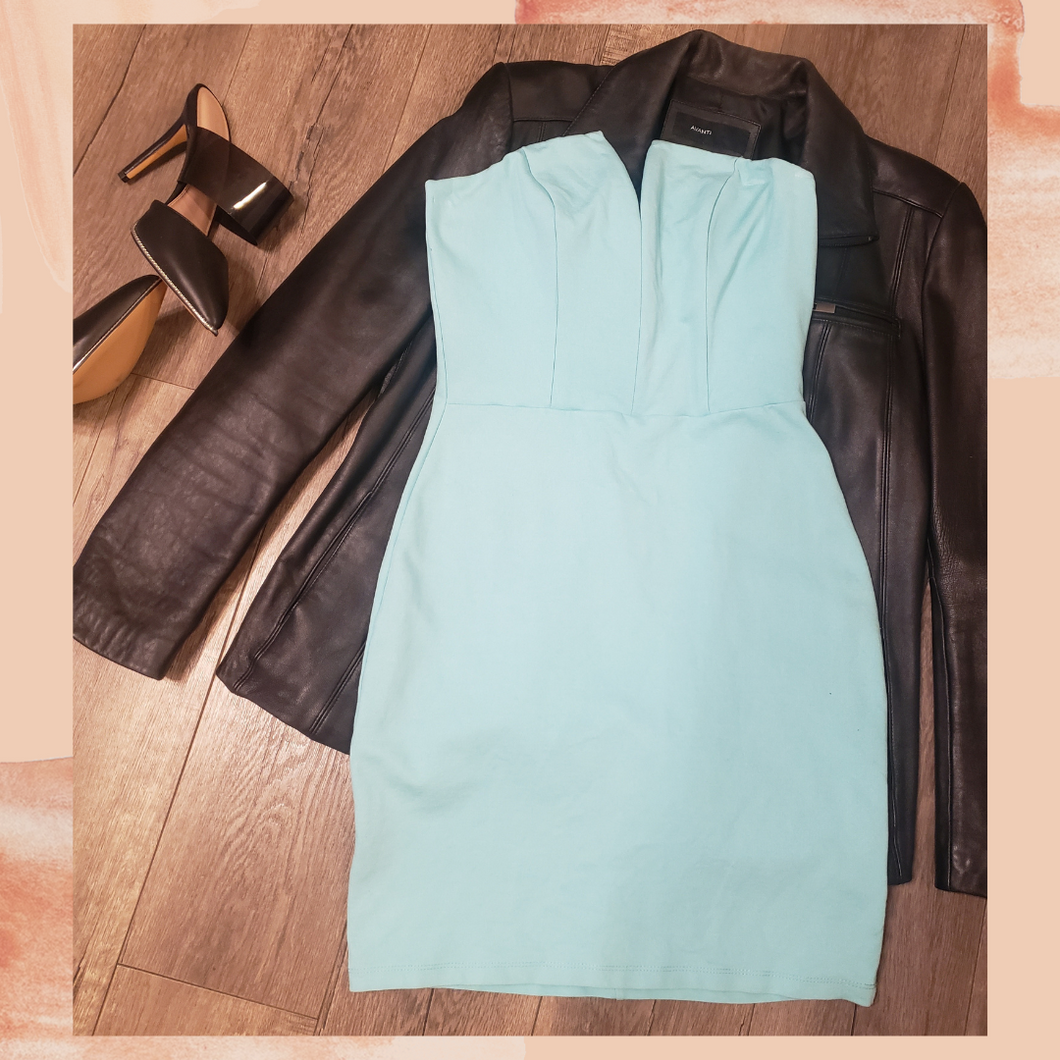 LuLu's Turquoise Strapless Bodycon Dress Medium (Pre-Loved)