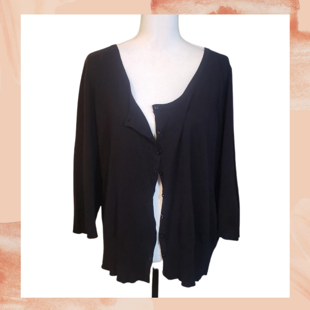 Maurice's Black 3/4 Sleeve Button Front Cardigan 3X (Pre-Loved)