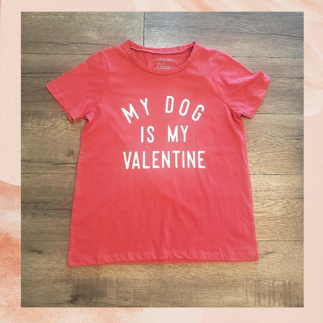My Dog is My Valentine Red T-Shirt Size Medium