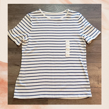 Load image into Gallery viewer, Navy Striped Short Sleeve Tee XL
