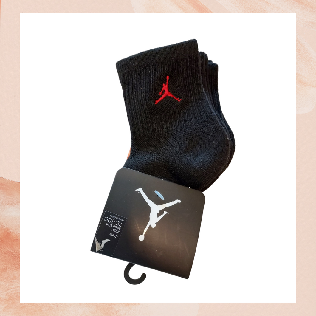 Nike Black Red Jumpman Crew Ankle Sock 3-Pack XXS 4/5