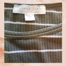Load image into Gallery viewer, Olive Ribbed Striped Flare Sleeve Tee (Pre-Loved) Large
