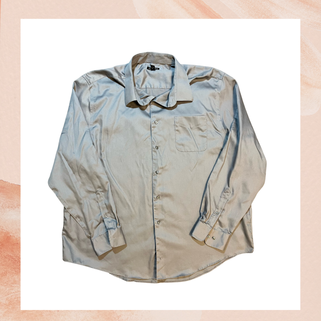 Platinum Gray Long Sleeve Button-Down Dress Shirt (Pre-Loved) 2XL