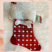 Load image into Gallery viewer, Red Checkered Dog Christmas Stocking NWT OS
