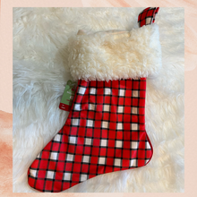 Load image into Gallery viewer, Red Checkered Dog Christmas Stocking NWT OS
