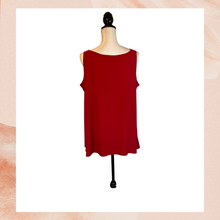 Load image into Gallery viewer, Red Cowl Neck Sleeveless Blouse with Rhinestone Embellishment (Pre-Loved) Size 1X
