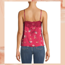 Load image into Gallery viewer, Red Floral Satin Eyelash Lace Cami
