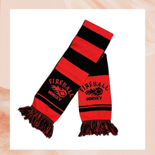 Load image into Gallery viewer, Red &amp; Black Striped Fireball Whiskey Scarf (Pre-Loved) OS
