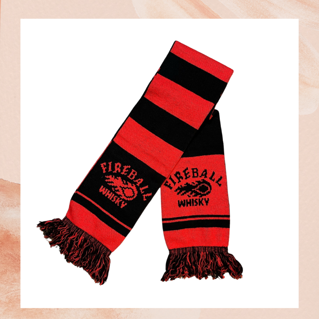 Red & Black Striped Fireball Whiskey Scarf (Pre-Loved) OS