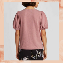 Load image into Gallery viewer, Rose Pink Puff Sleeve Blouse Medium
