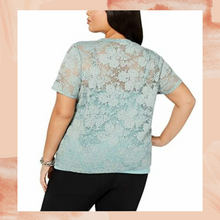 Load image into Gallery viewer, Sage Short Sleeve Lace Overlay &amp; Tank Top 2X
