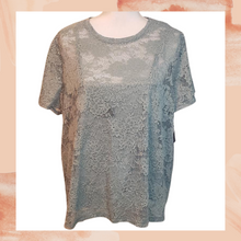 Load image into Gallery viewer, Sage Short Sleeve Lace Overlay &amp; Tank Top 2X
