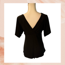 Load image into Gallery viewer, Soft Black Deep V-Neck Short Sleeve Top (Pre-Loved) Medium
