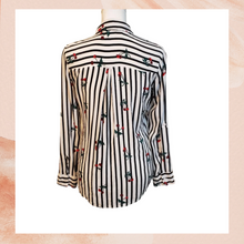 Load image into Gallery viewer, Stripes &amp; Cherries Button Down Shirt Medium (Pre-Loved)
