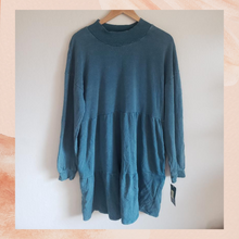 Load image into Gallery viewer, Teal Blue Casual Tiered Sweater Dress Large
