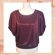 Load image into Gallery viewer, Tempted Hearts Burgundy Satin Crop Top X-Large
