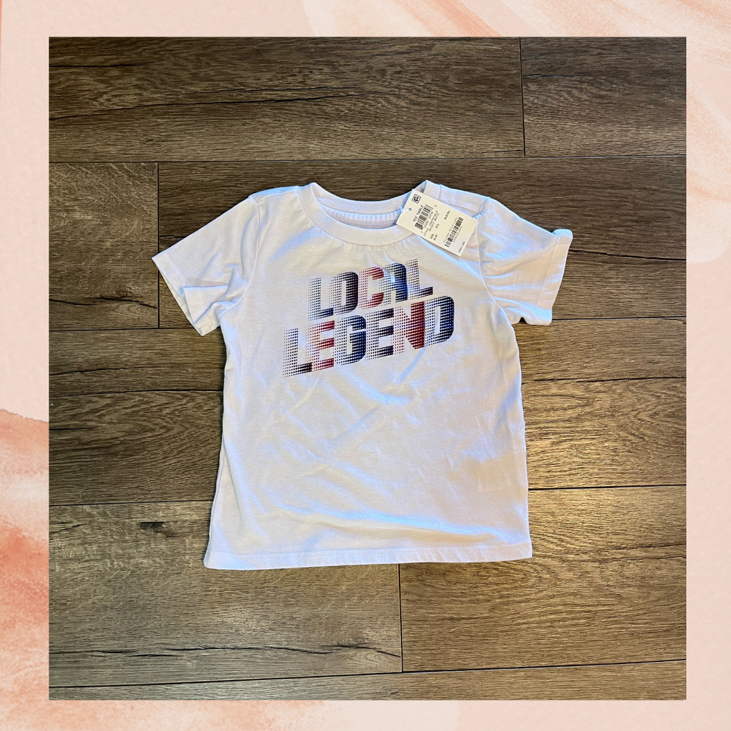 Toddler White Short Sleeve Local Legend T-Shirt NWT Size 3T
