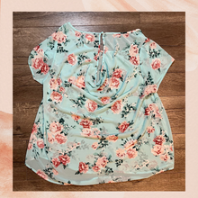 Load image into Gallery viewer, Torrid Sheer Mint Floral Blouse (Pre-Loved) Size 0
