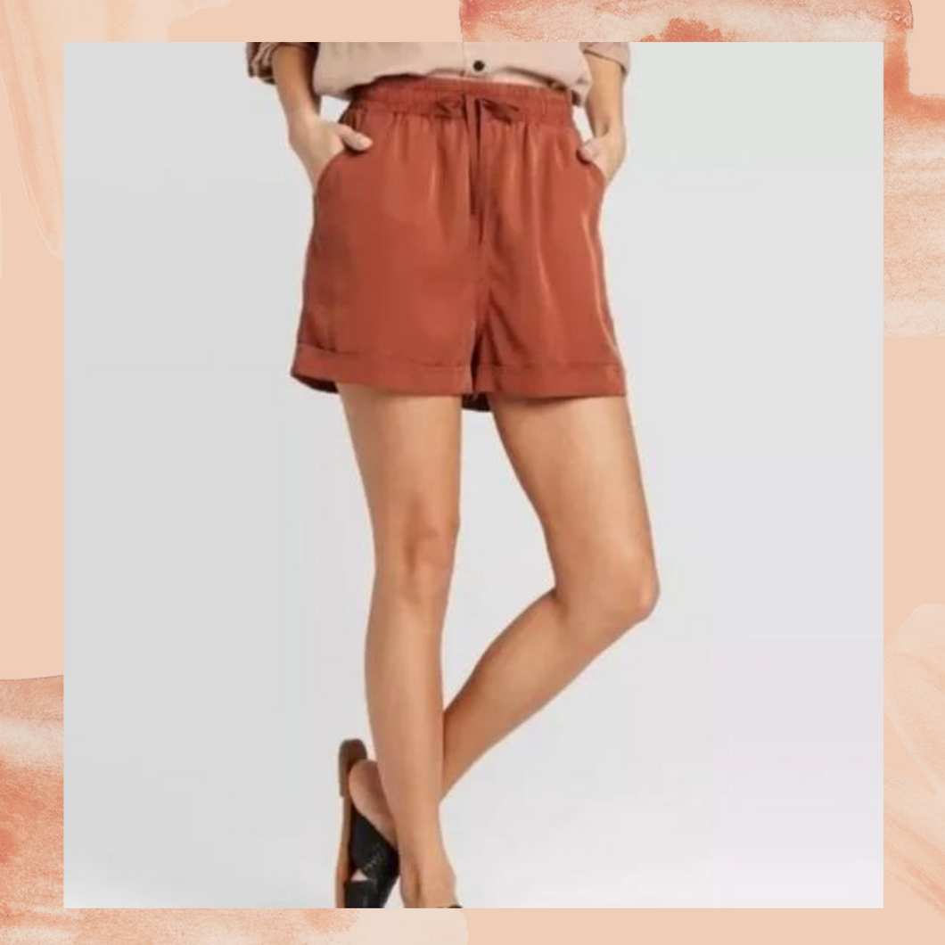 UT Brown Orange Casual Drawstring Shorts Large