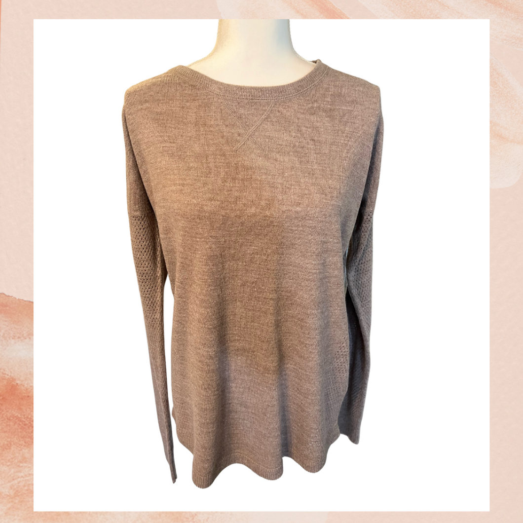 Warm Taupe Tight Holey Knit Sweater (Pre-Loved) Large