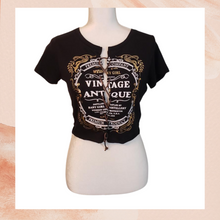 Load image into Gallery viewer, Whiskey Girl Leather Lace Up Crop Tee XL

