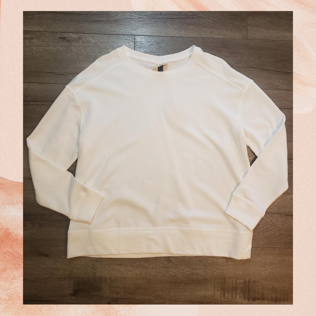 White Crewneck Pullover Sweatshirt Large