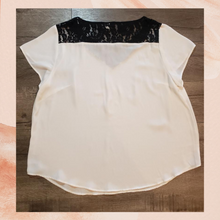 Load image into Gallery viewer, White Slightly Sheer Blouse With Black Lace Detail (Pre-Loved) Size 1X
