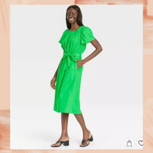 Carregue a imagem no visualizador da Galeria, Who What Wear Green Waist Tie Midi Dress XS
