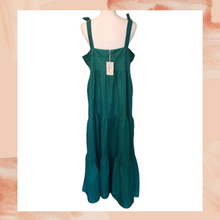 Load image into Gallery viewer, Windward Green Shoulder Tie Tiered Maxi Dress Large
