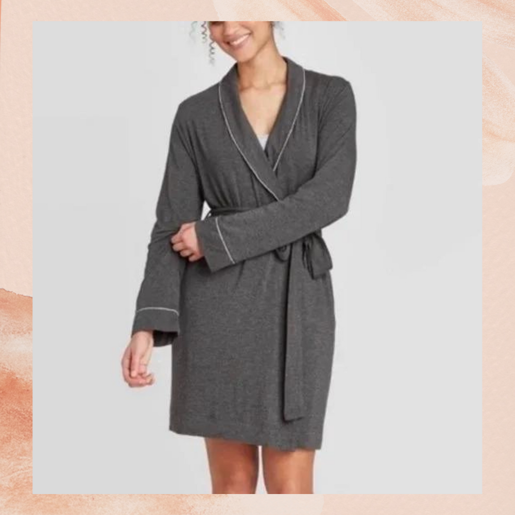 Women's Gray Soft Short Robe XS/S